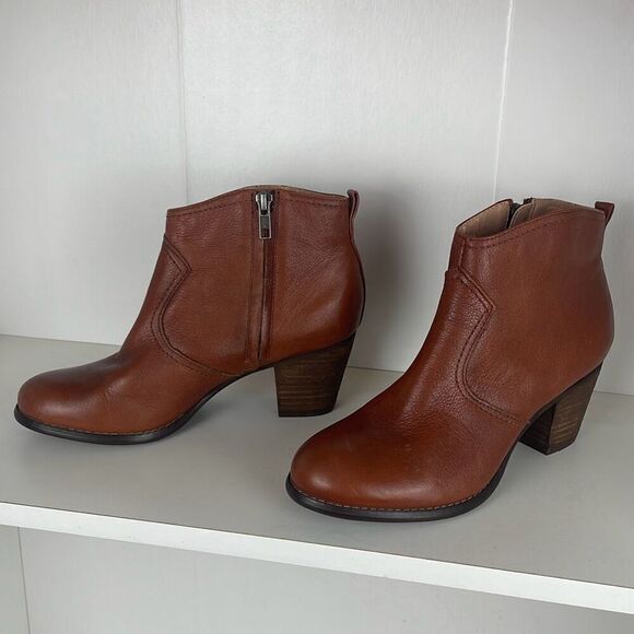 Lands’ End Leather Western Style Ankle Boot Bootie - Picture 1 of 11